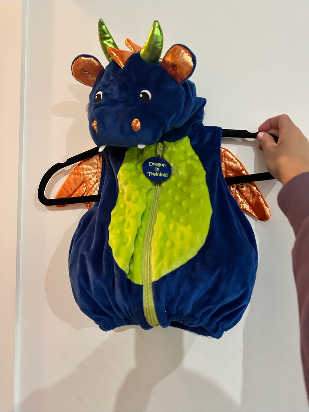 Baby Plush Dragon Costume Vest - Blue & Lime